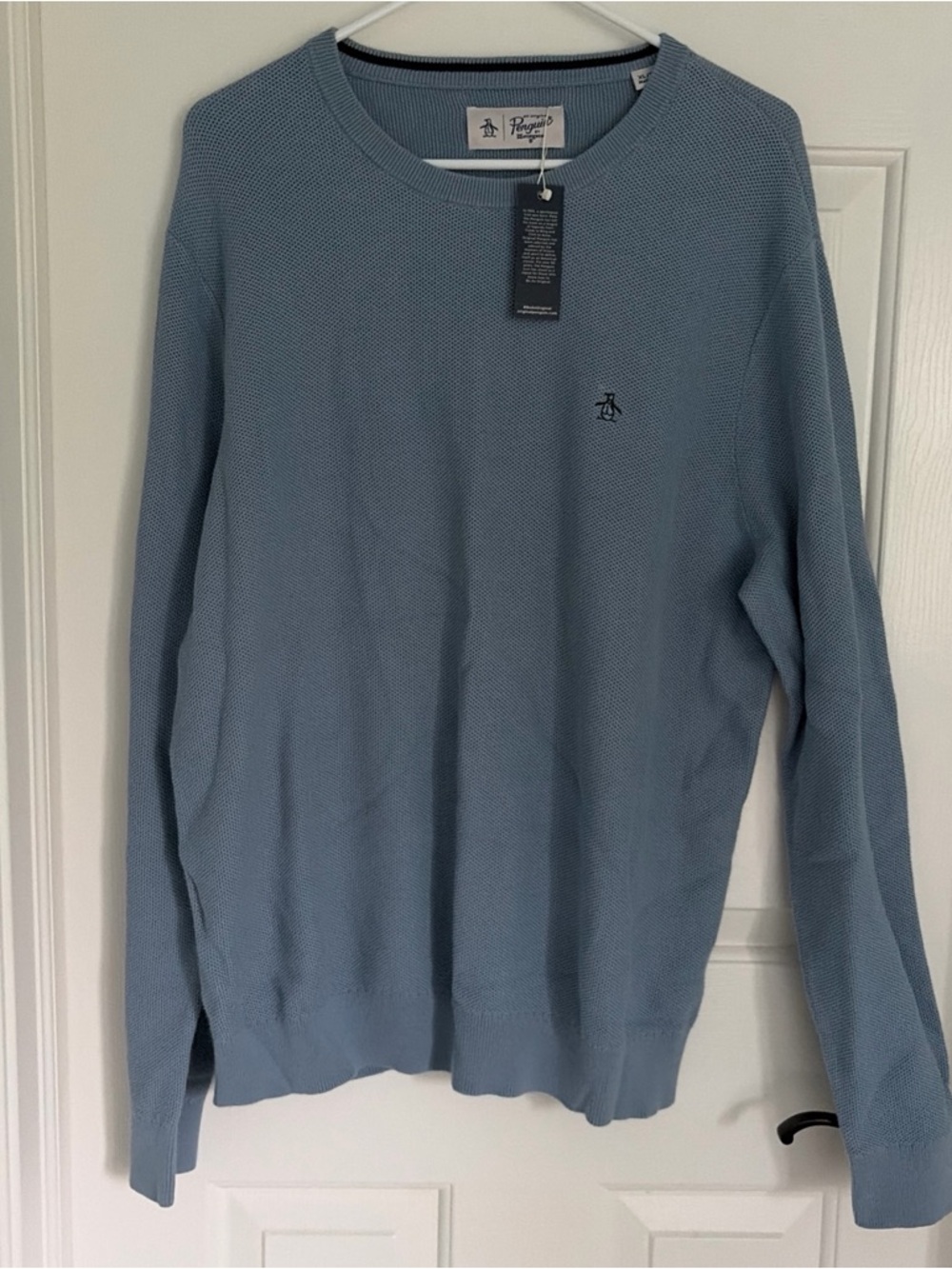 Original Penguin Light Blue Textured Crewneck Sweater